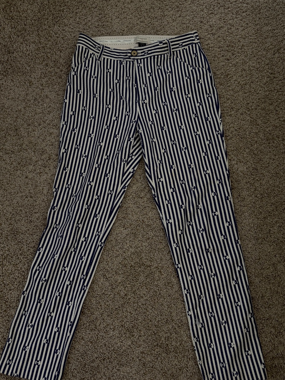 Anthropologie slim blue stripped pants size 4